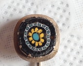 Antique Vintage 9ct Yellow Gold Millefiori Stickpin Cravat Pin