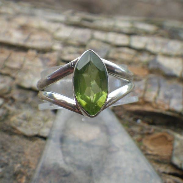 Sterling Silver Peridot Coloured CZ Statement Ring