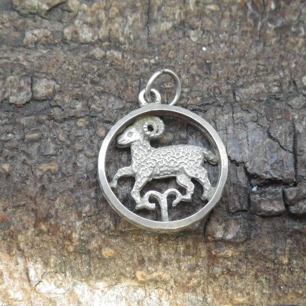 Vintage Sterling Silver Ram Aries Horoscope Necklace Pendant