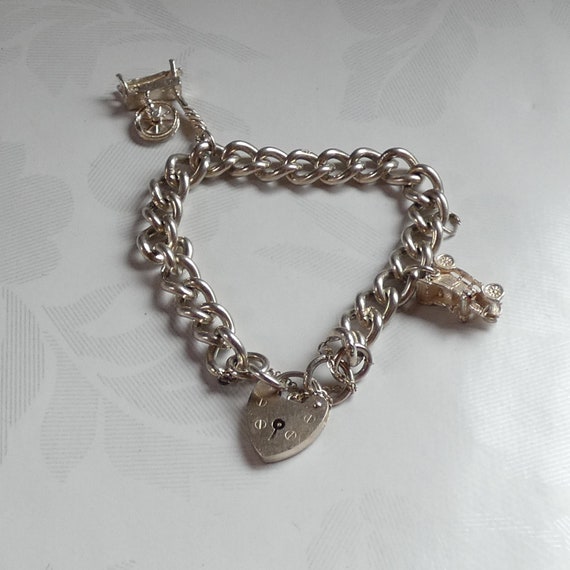 Vintage Sterling Silver Charm Bracelet Charms Hear