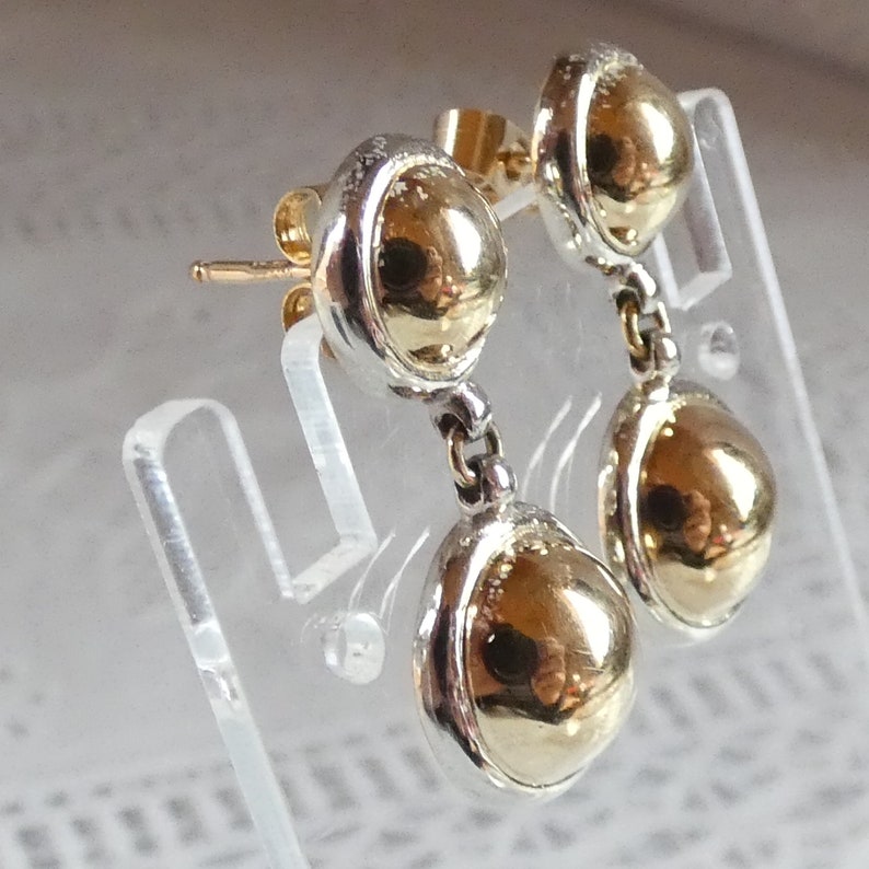9ct Yellow and White Gold Drop Earrings