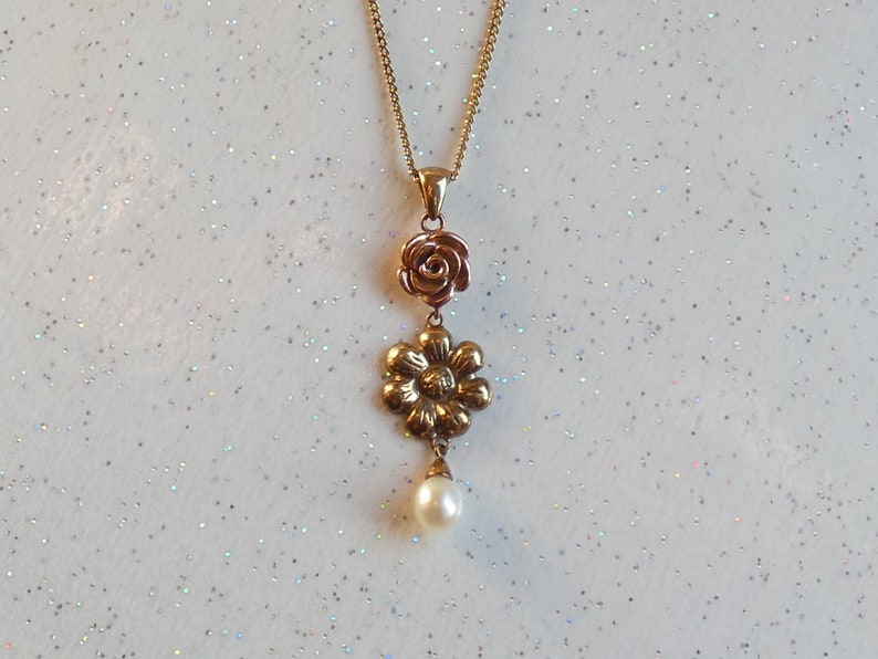 Clogau 9ct Yellow and Rose Gold Sunflower Pearl Necklace Chain Etsy