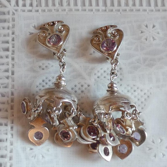 Sterling Silver Amethyst Chandelier Dropper Earrin
