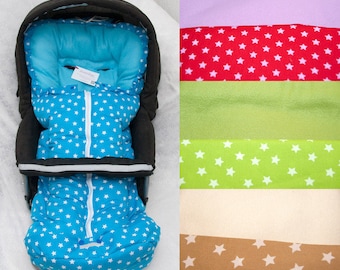 Footmuff mummy bag "Sternchen" for prams and buggies made of cotton fleece fabric lined with thick volume fleece
