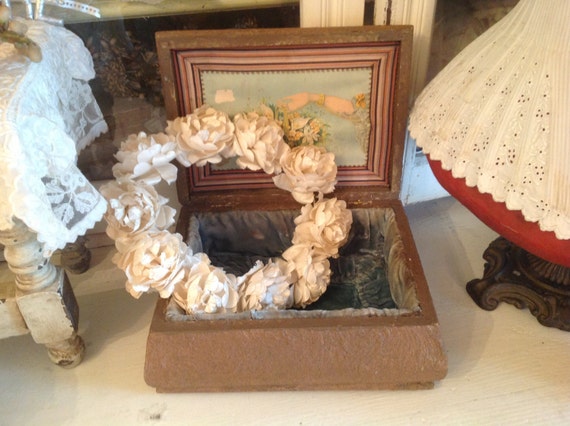 Vintage Wood Gesso Jewelry Box Victorian Antique … - image 2