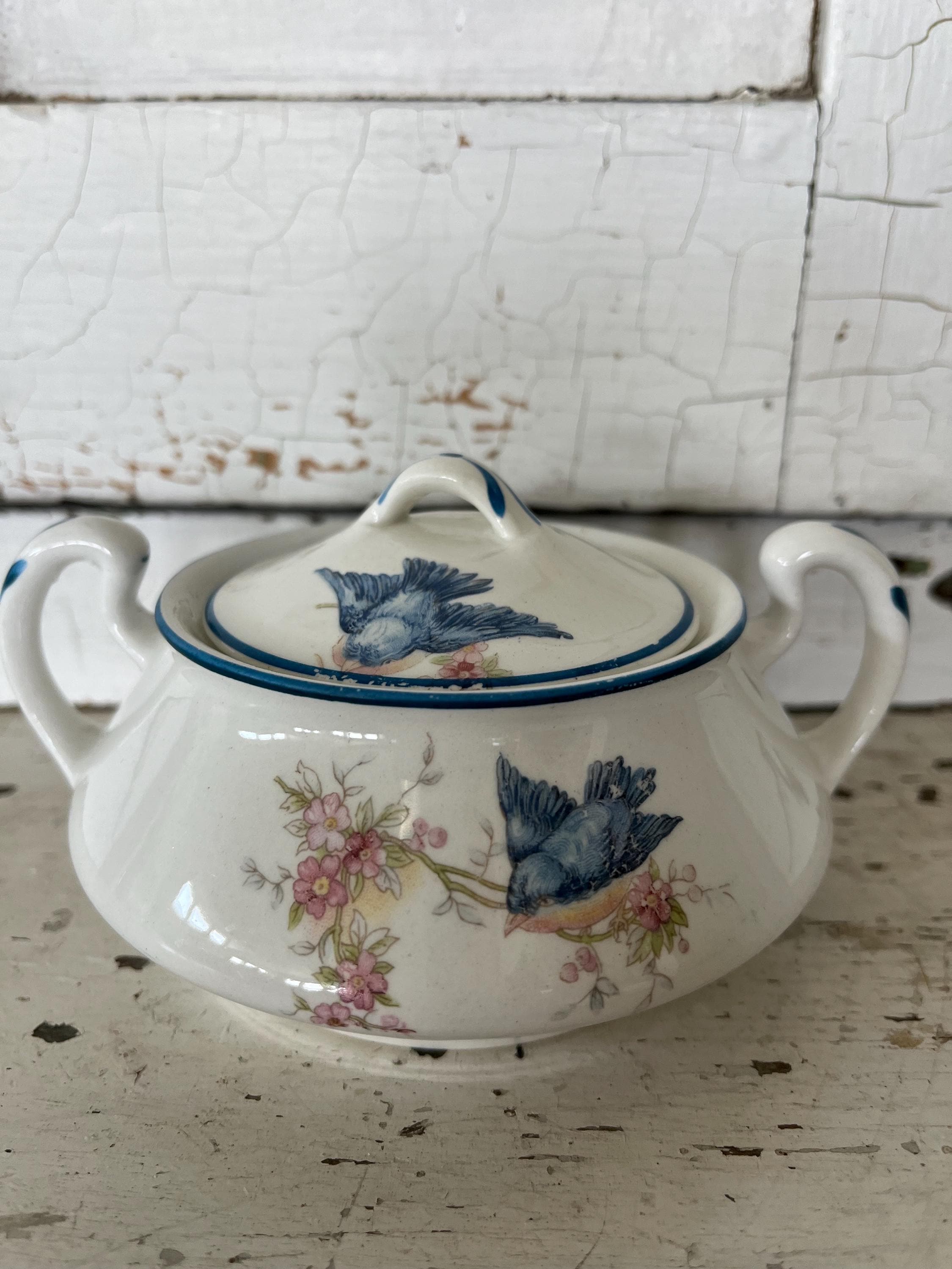 Sugar Bowl Homer Laughlin China Bowls Vintage Bluebird Sugar