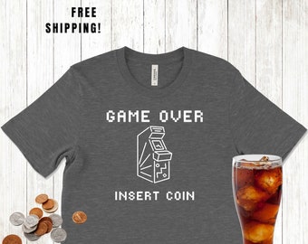 Gaming Shirt  "Game Over - Insert Coin" Gaming Graphic Tee - Relive the Golden Age