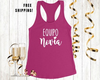 Chic "Equipo Novia" Bachelorette Graphic Tank - Spanish Bridal Party Top