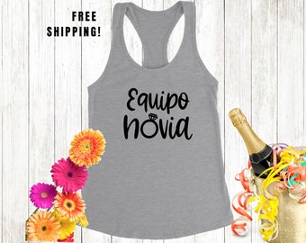 Spanish "Equipo Novia" Bachelorette Tank Top with Dazzling Ring Design