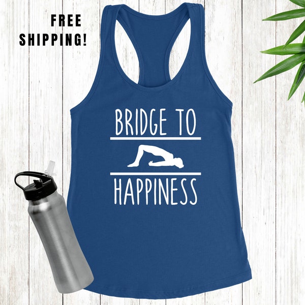 Pilates 'Bridge to Happiness' Pose Tank Top  - Fitness Graphic Top - Athletic Wear for Exercise and Meditation