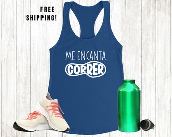 Spanish-Inspired 'Me Encanta Correr' Running Tank Top for Fitness Enthusiasts