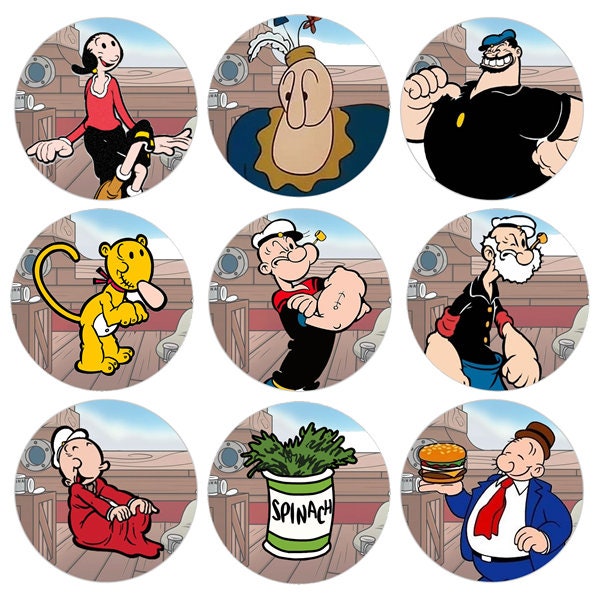 Popeye the Sailor 9-Button (or Magnet) Pack