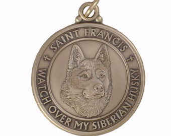 Siberian Husky Saint Francis Dog Tag