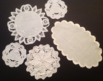 Chic Green Hand Crochet Lace Strawberry Embroidery Star Shape Cotton Doily