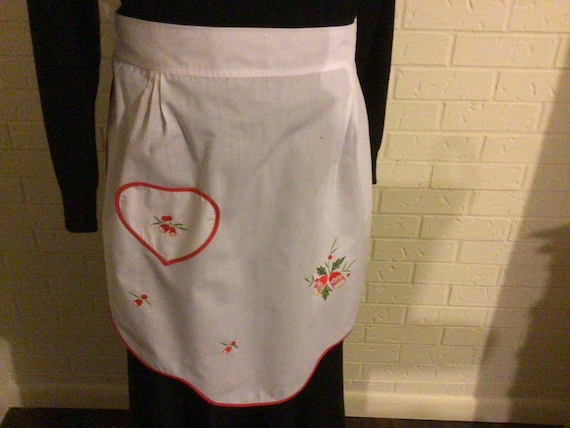 Vintage half apron Christmas hostess apron Farmho… - image 1