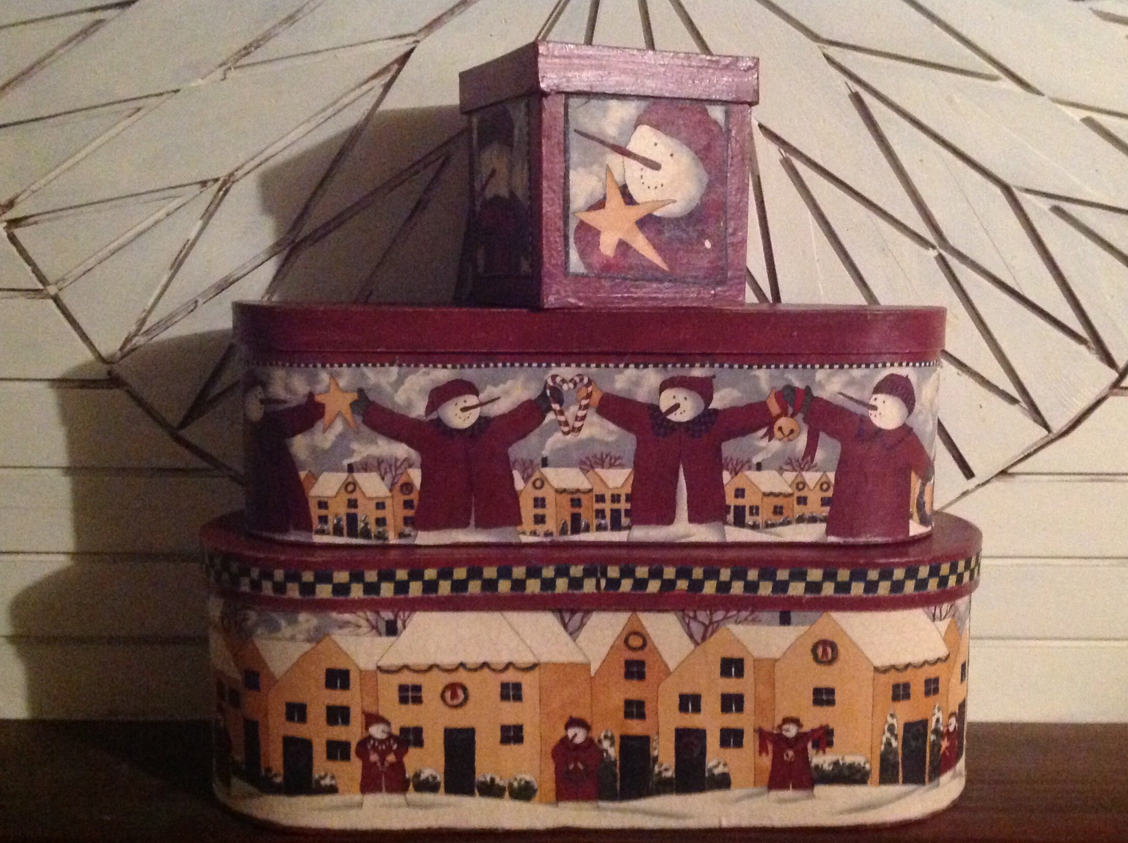 Primitive Paper Mache Nesting Boxes Primitive Salt Box Village Etsy