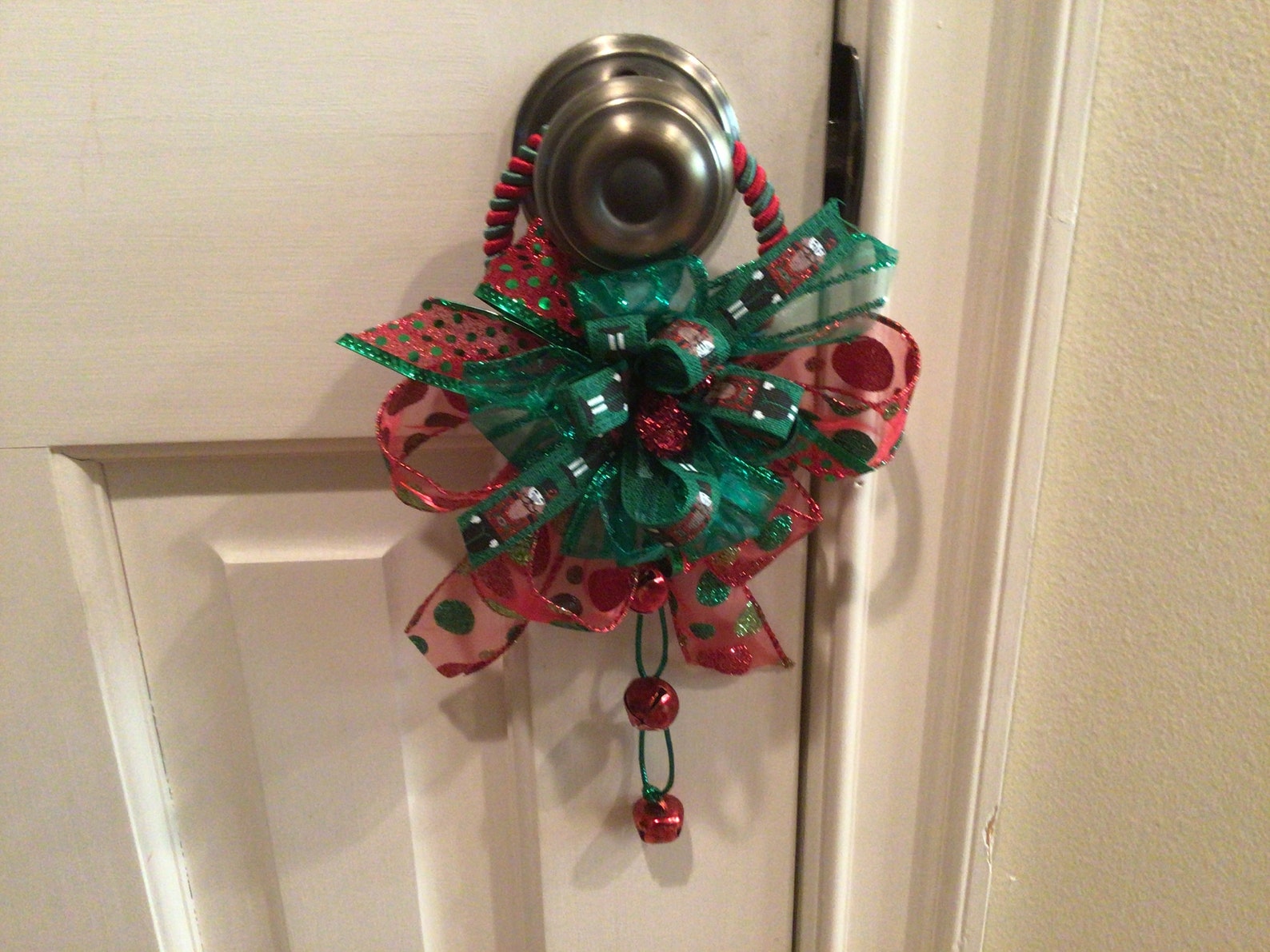 Christmas door knob decoration Door knob hanger Wreath bow Etsy