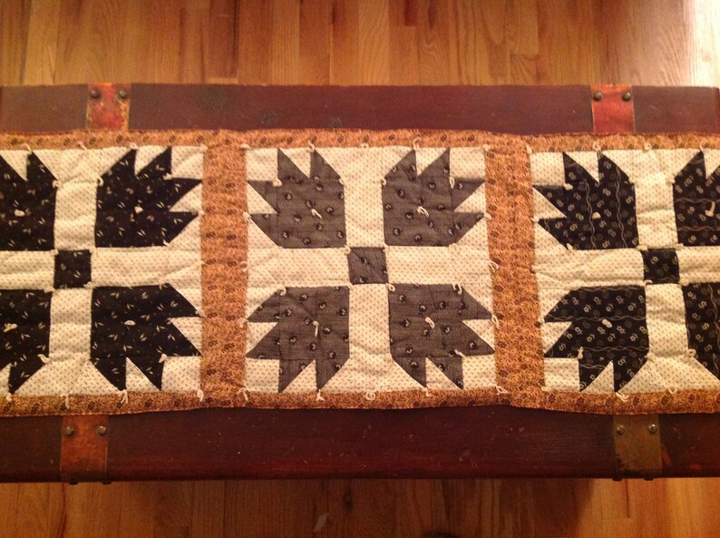 Recycled 40 S Antique Quilt Table Runner Primitive Image 0