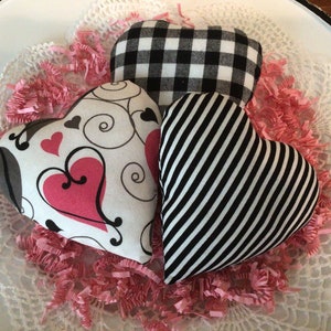 Three Valentine bowl fillers Valentine vase fillers Tiered tray decor Valentine hearts Fabric hearts