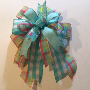 Summer wreath bow Garden wreath bow Summer door hanger bow Watering can wreath bow Spring bow Summer designer ribbon