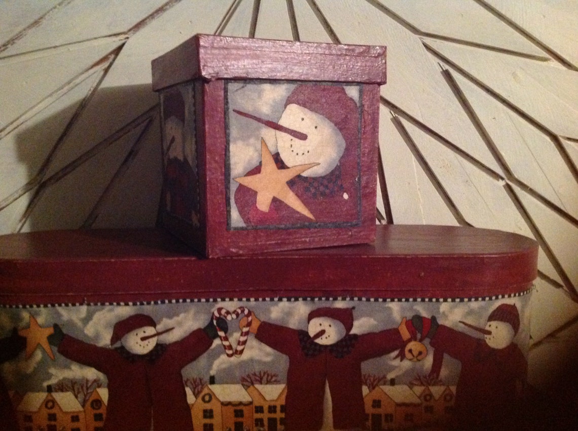 Primitive Paper Mache Nesting Boxes Primitive Salt Box Village Etsy