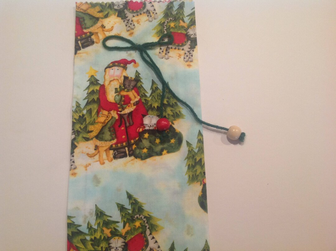 Christmas Cat Gift Bag Reindeer Cats Fabric Gift Bag Woodland Etsy