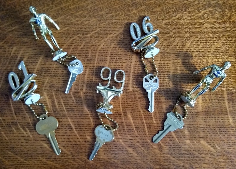 Vintage Upcycled Repurposed Trophy Top Key Chain Keychain image 0