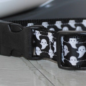 HALLOWEEN GHOST Plastic Buckle Dog / Cat Collars - PERSONALIZED - Side Release - Quick Release Dog Collar