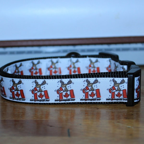 CANADIAN MOOSE Plastic Buckle Dog / Cat Collars - PERSONALIZED - Many widths from Half Inch to One Inch