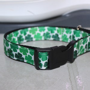 SHAMROCK Plastic Buckle Dog / Cat Collars - PERSONALIZED - Side Release - Quick Release Dog Collar