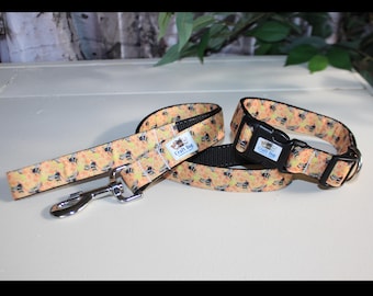 Matching Nylon Collar & Leash Set in BUMBLE BEES
