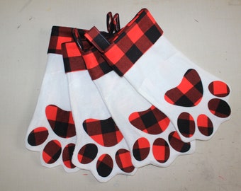 Doggie Paw Print Christmas Stockings - Personalizable with Names -