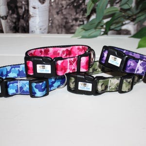 Plastic Buckle Dog Collars - 1" - 3/4" - 1/2" Widths - PERSONALIZED - TwoTone CAMOUFLAGE