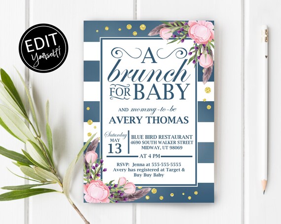 Brunch Baby Shower Invitation Boho Brunch Baby Shower | Etsy