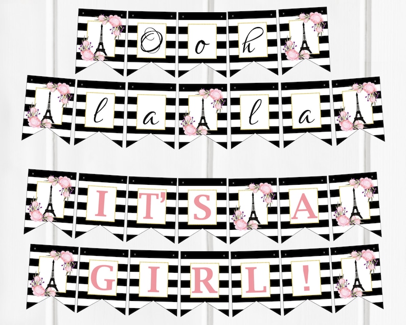 Ooh La La Banner Baby Shower Banner Paris Baby Shower Eiffel Tower Baby Shower French Shower It S A Girl Banner Item 262