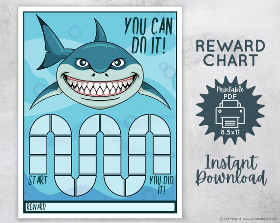 Shark Reward Chart for Kids Behavior Chart Printable Chore - Etsy