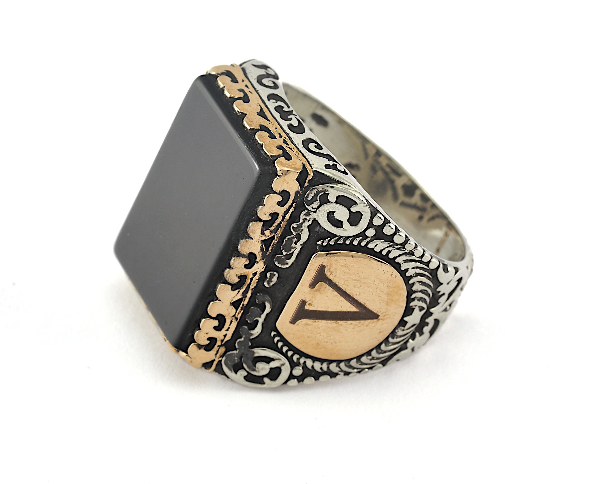 Initial Letter Men's Ring 925 sterling silver with Etsy