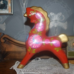 Vintage Russian toy. Wooden horse toy.