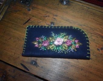 Embroidered spectacle case. Hand made in Finland.