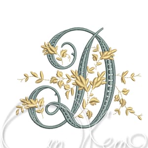 Diseño de bordado a máquina Letra mayúscula D Alfabeto victoriano digitalizado estilo 4x4 7x5 Monograma jef pes hus coser exp pcs dst vp3 xxx