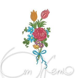 MACHINE EMBROIDERY DESIGN - Flower bouquet, flowers, rose embroidery, 4x4 7x5 hoop