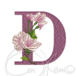 Máquina Bordado Diseño Letra Mayúscula D Digitalizado Alfabeto Cereza Flor estilo 4x4 7x5 Monograma jef pes hus coser exp pcs dst vp3 xxx