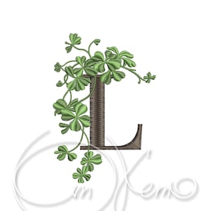 Diseño de bordado de máquina Letra mayúscula L Alfabeto irlandés digitalizado St Patrick día trébol bordado 4x4 7x5 Iniciales de monograma