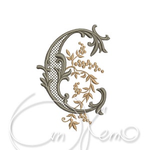 Diseño de bordado a máquina Letra mayúscula C Alfabeto antiguo digitalizado estilo 4x4 7x5 Monograma Iniciales jef pes hus sew exp pcs dst vp3 xxx