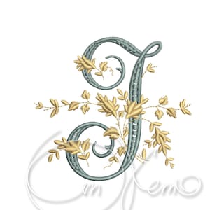 Diseño de bordado a máquina Letra mayúscula J Alfabeto victoriano digitalizado estilo 4x4 7x5 Monograma jef pes hus coser exp pcs dst vp3 xxx
