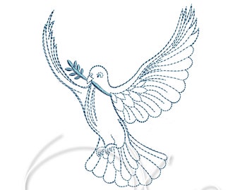 MACHINE EMBROIDERY FILE - Dove of peace, peace embroidery, hippie embroidery bird