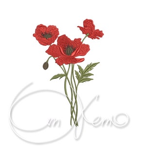 Machine embroidery design - Poppy embroidery PES Instant download 4x4 7x5 Flower design