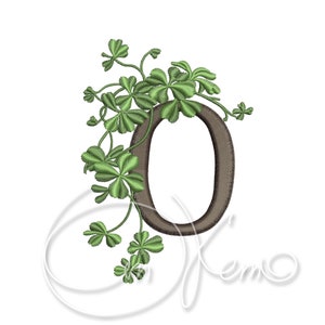 Machine Embroidery Design Capital Letter O shamrock Digitized Irish Alphabet St Patrick day clover embroidery 4x4 7x5 Monogram Initials