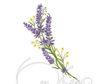 Machine embroidery design - Lavender buquet embroidery PES Instant download 4x4 7x5 Flower design mimosa wedding embroidery provence