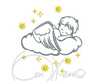 MACHINE EMBROIDERY DESIGN - Angel on a cloud